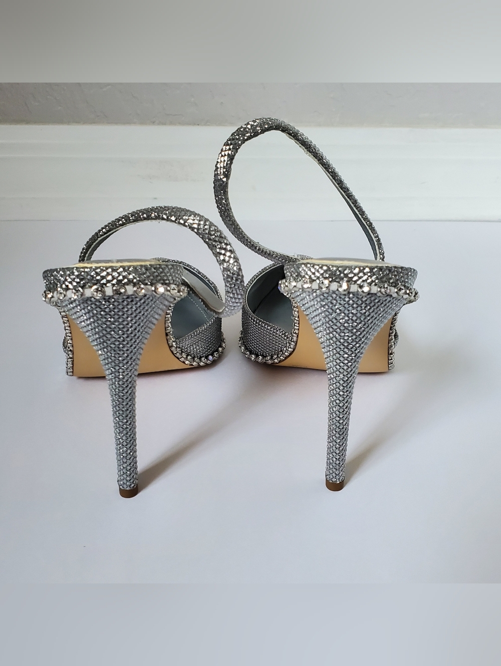 Gianni Bini Women's Kahleaa rhinestone trim stiletto heels in silver Size 6.5 - Picture 8 of 8